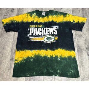 Green Bay Packers T Shirt Mens Large Tie‎ Dye Tee Colorful NFL Football Majestic